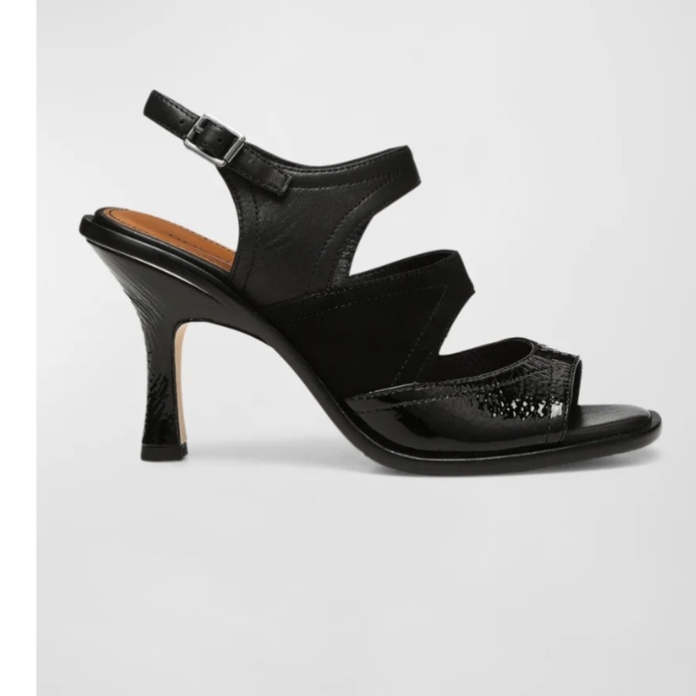 Donald J. Pliner Elegant Black Heels Effi Tri Band Slingback Sandals